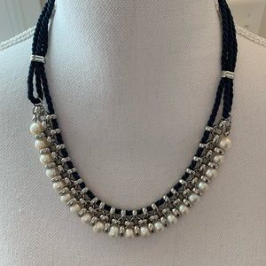 Lia Sophia pearl and navy necklace